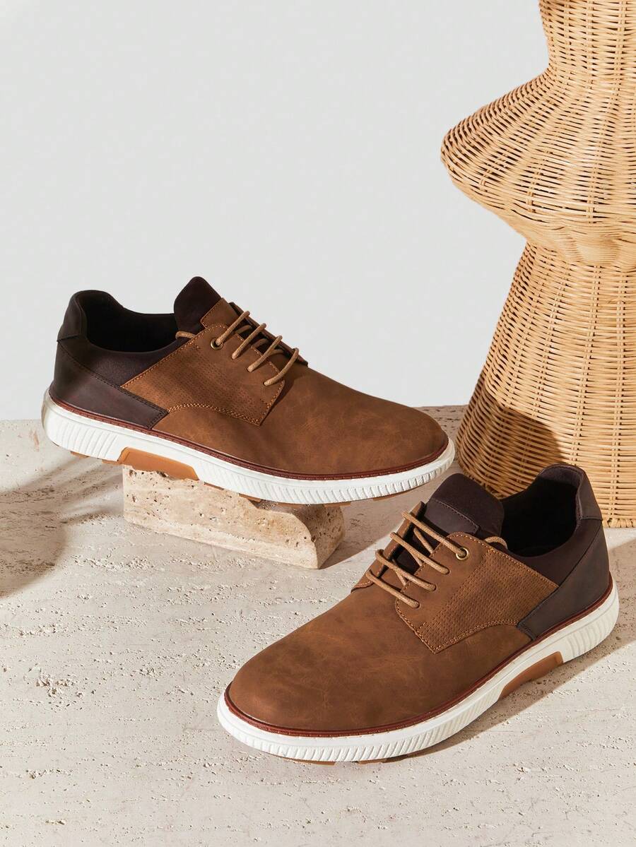 Baskets homme à empiècements - Marron