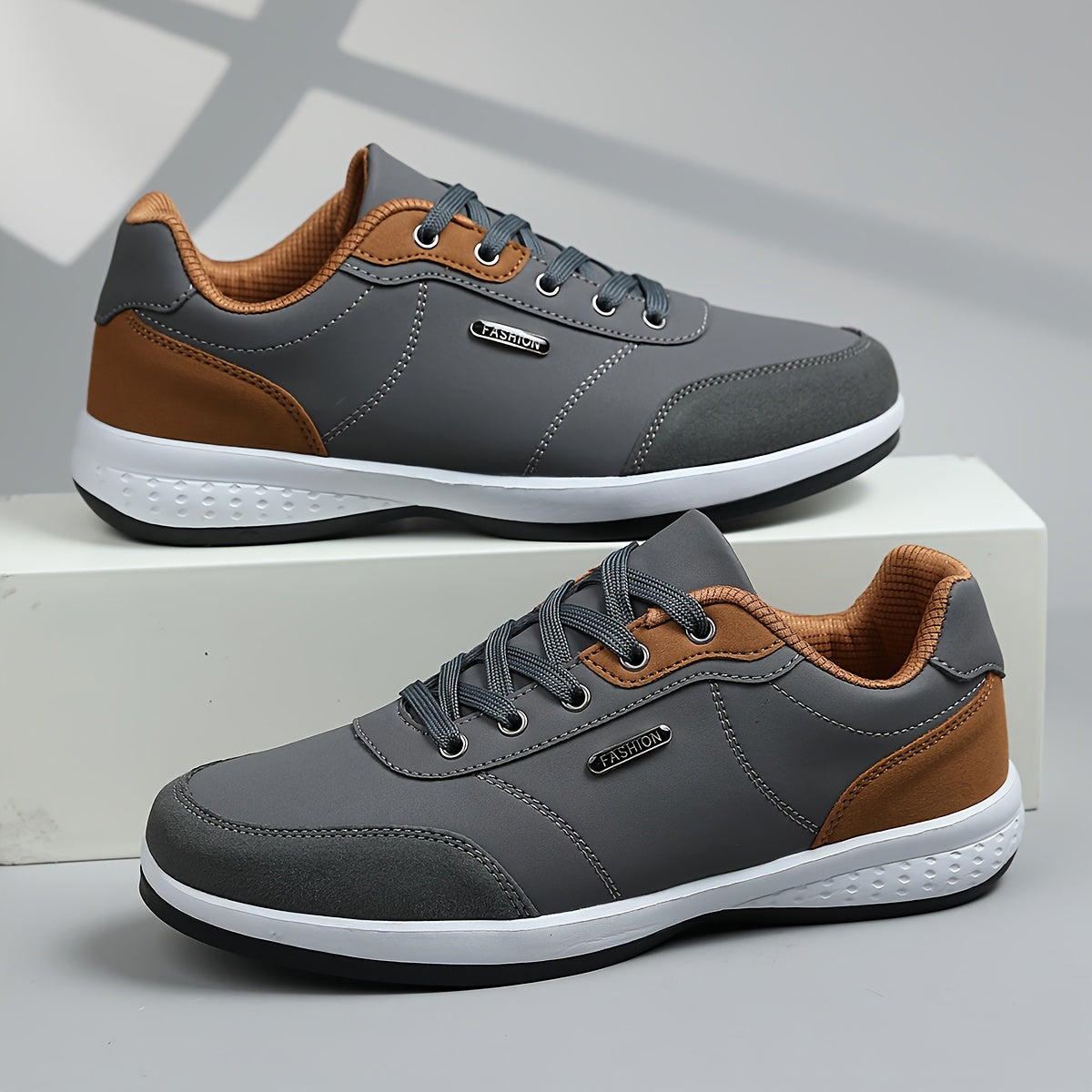 Baskets homme à lacets bicolores - Gris
