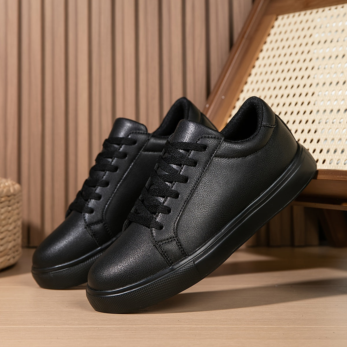 Baskets homme à lacets blanches - Noir
