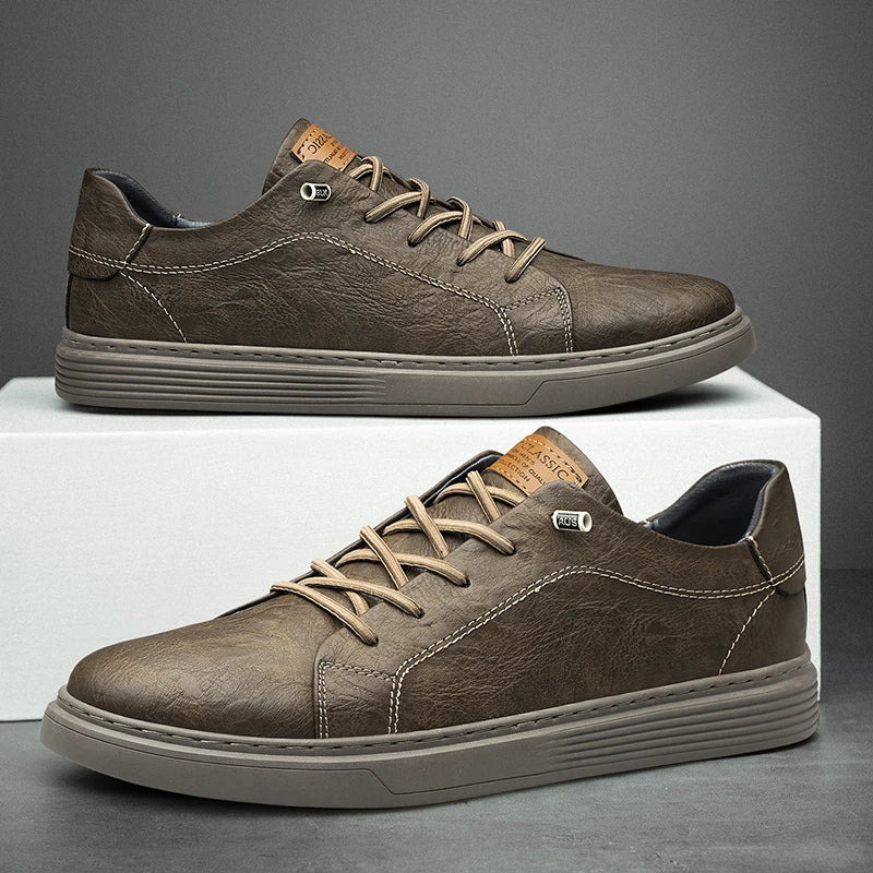 Baskets homme à lacets minimalistes - Marron