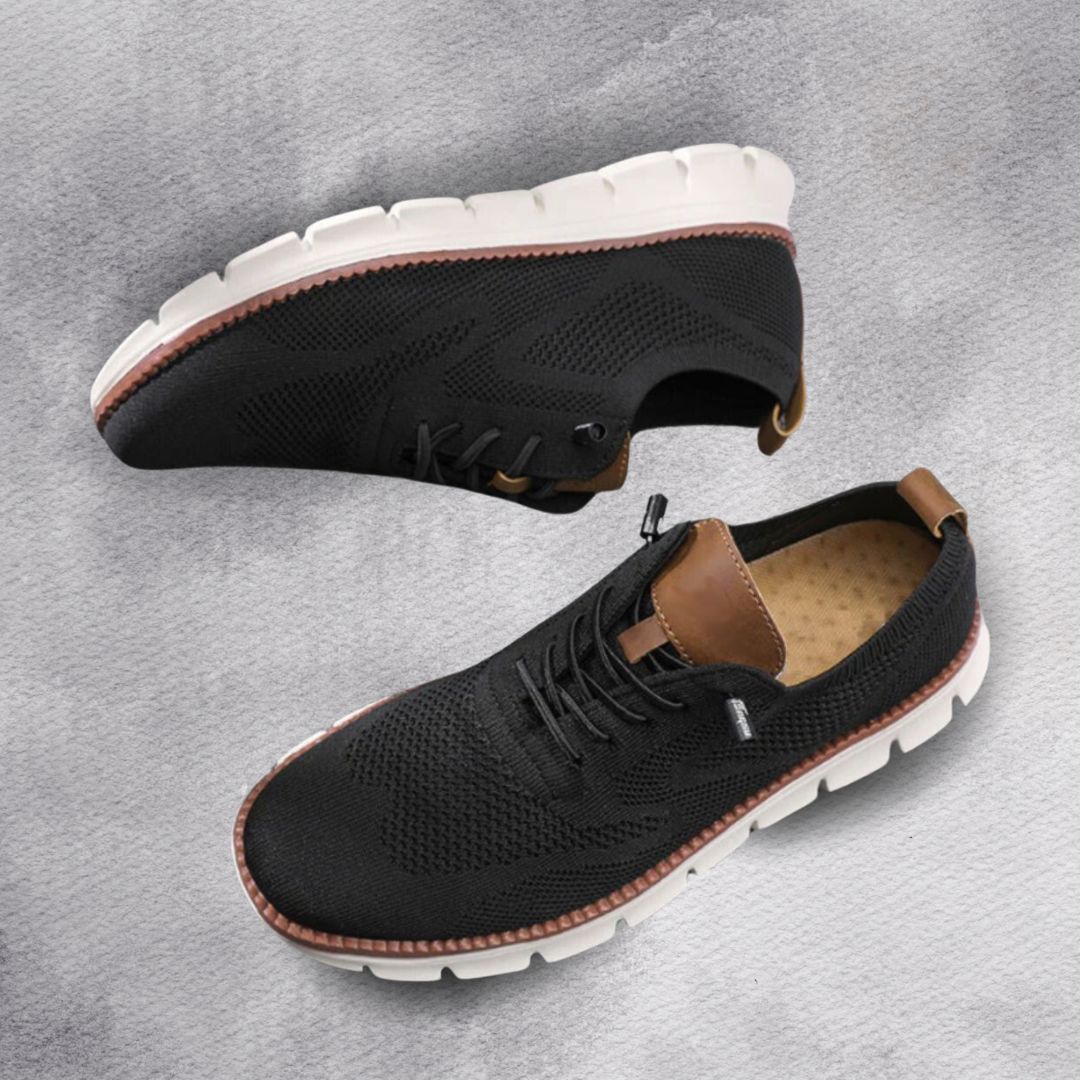 Baskets homme maille à lacets - Noir