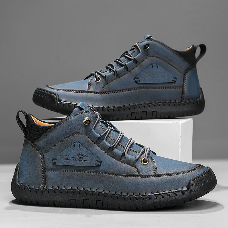Baskets homme montantes surpiquées - Bleu