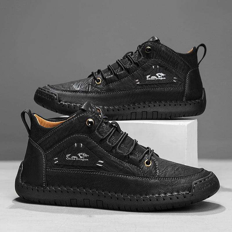 Baskets homme montantes surpiquées - Noir