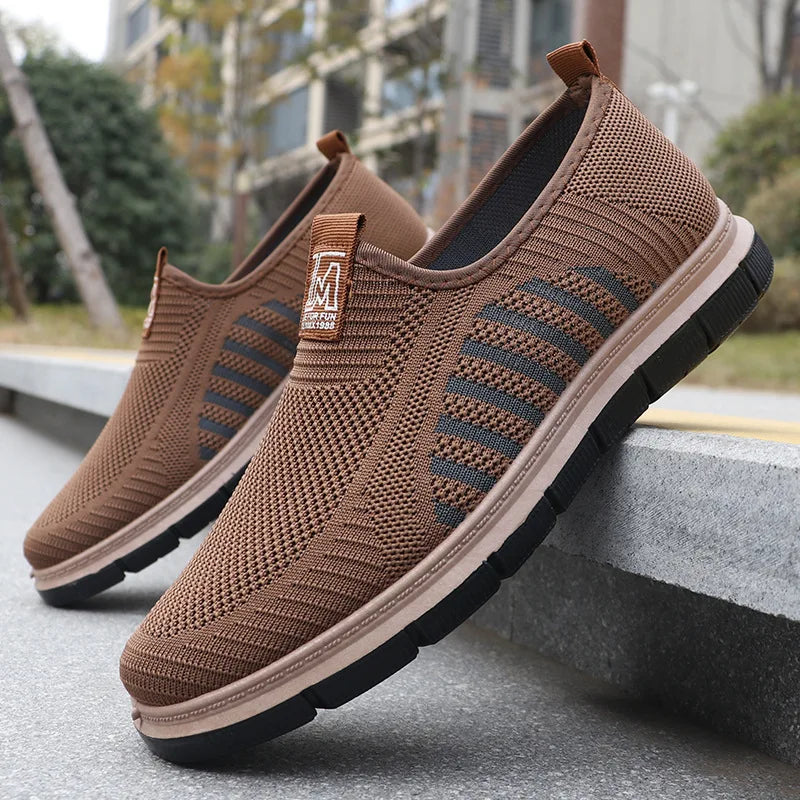 Baskets homme sans lacets semelle épaisse - Marron