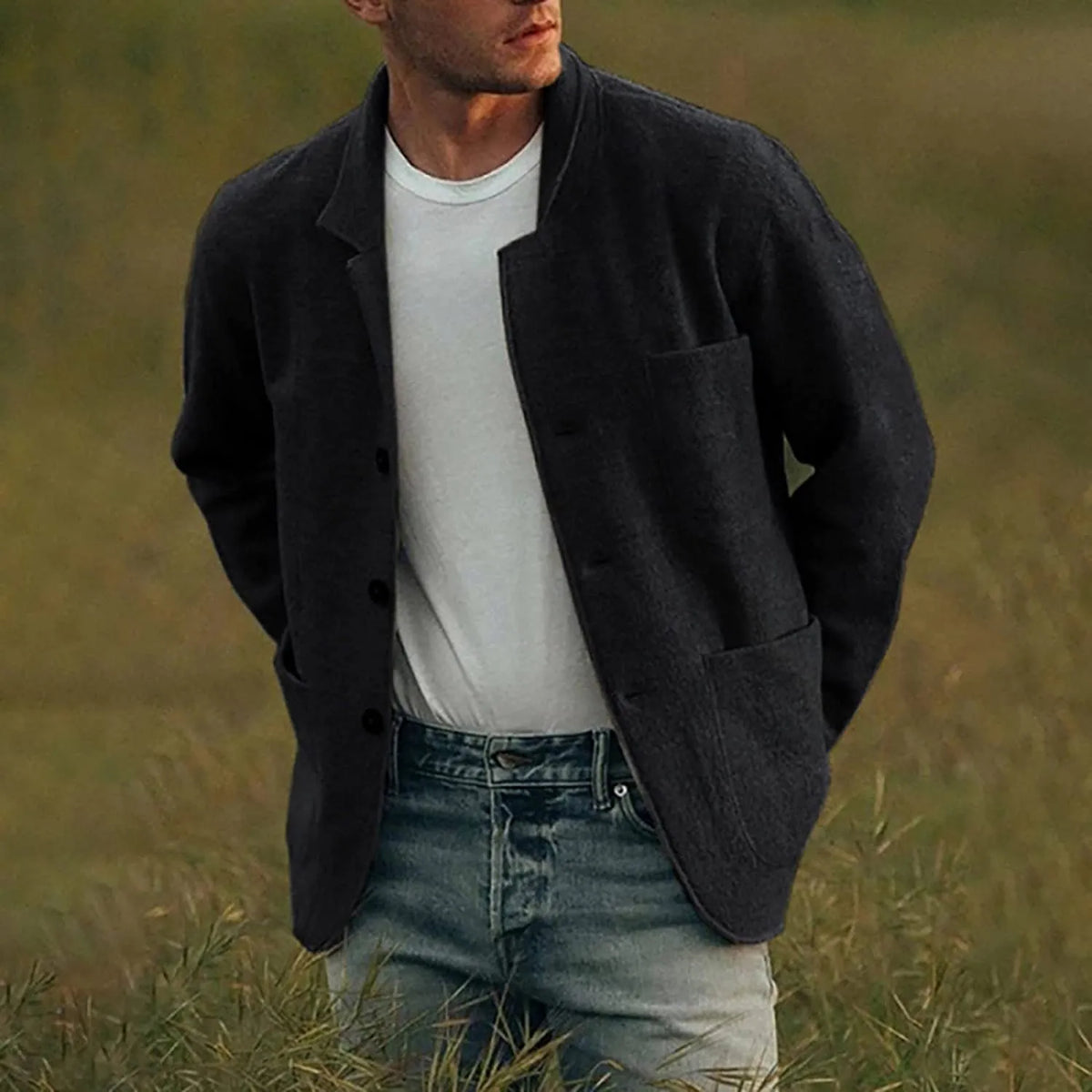 Blazer Élégant pour Homme avec Poches - Noir