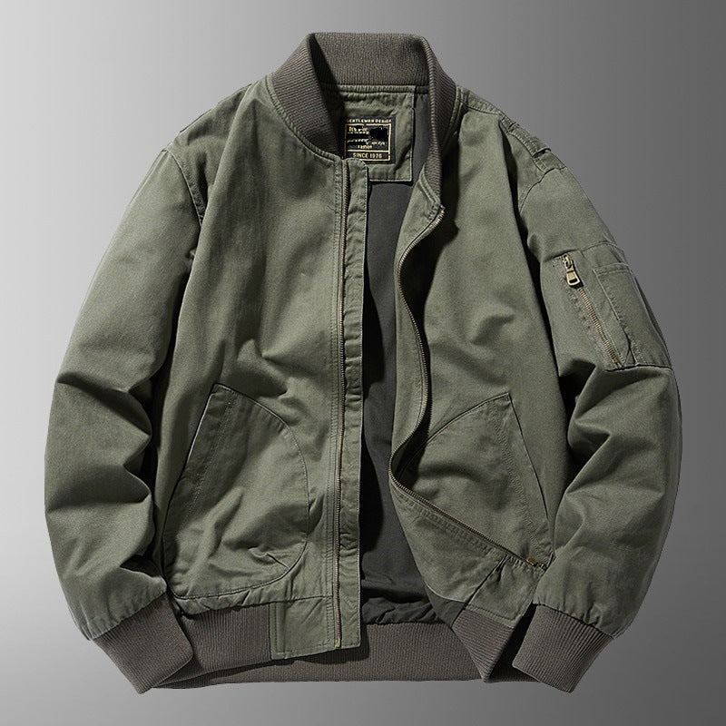 Blouson Bombardier Décontracté Premium pour Homme – Coupe Ample avec Col Montant - Vert