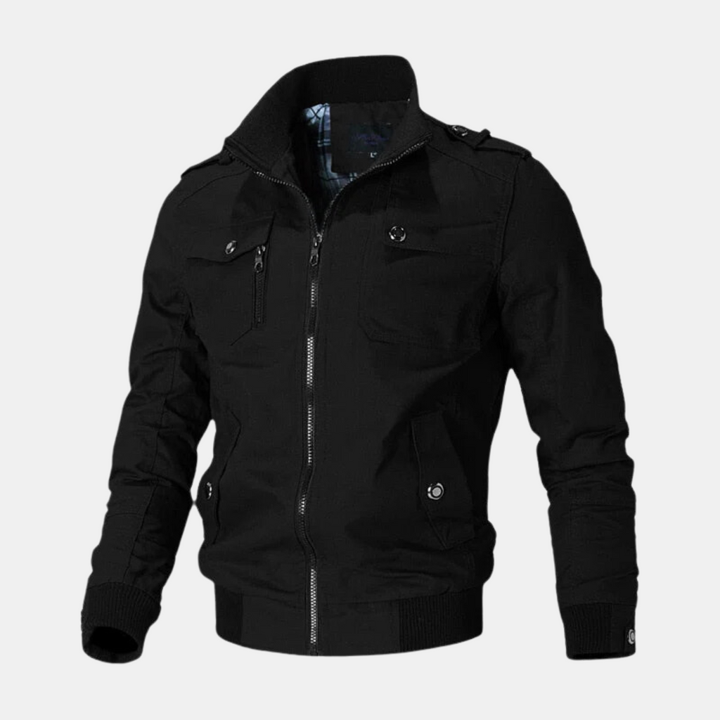 Blouson bombardier léger haut de gamme pour hommes - Noir
