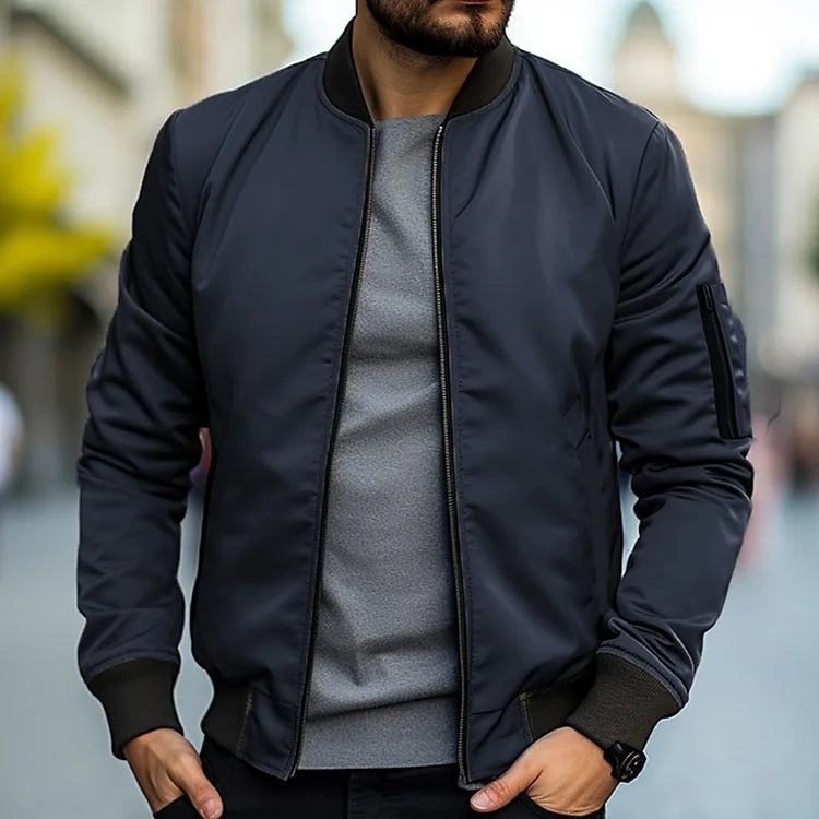 Blouson Bomber Homme à Fermeture Éclair – Stylé et Tendance - Bleu Dunkel