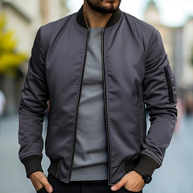 Blouson Bomber Homme à Fermeture Éclair – Stylé et Tendance - Gris foncé