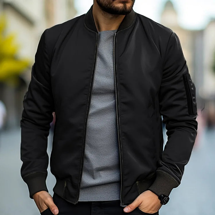 Blouson Bomber Homme à Fermeture Éclair – Stylé et Tendance - Noir