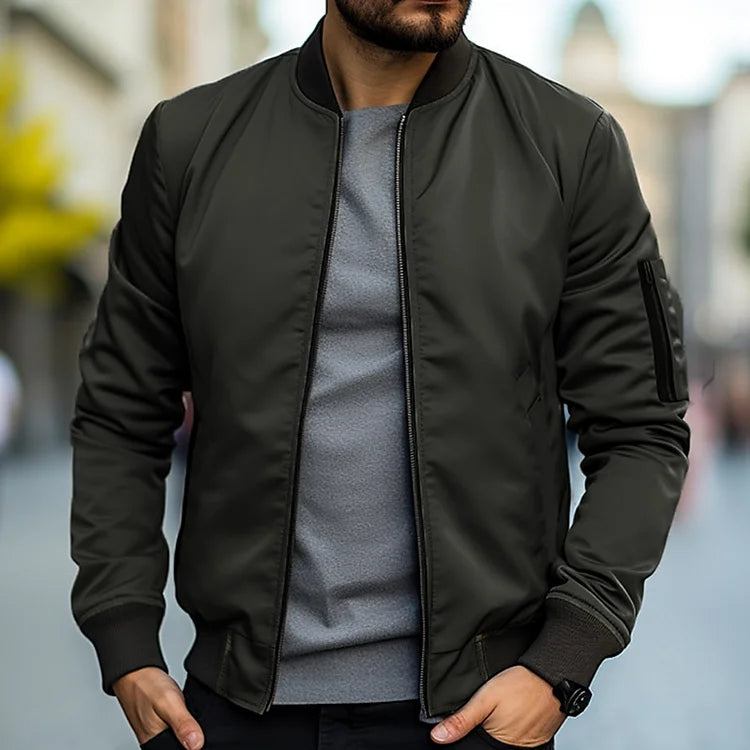 Blouson Bomber Homme à Fermeture Éclair – Stylé et Tendance - Vert armée