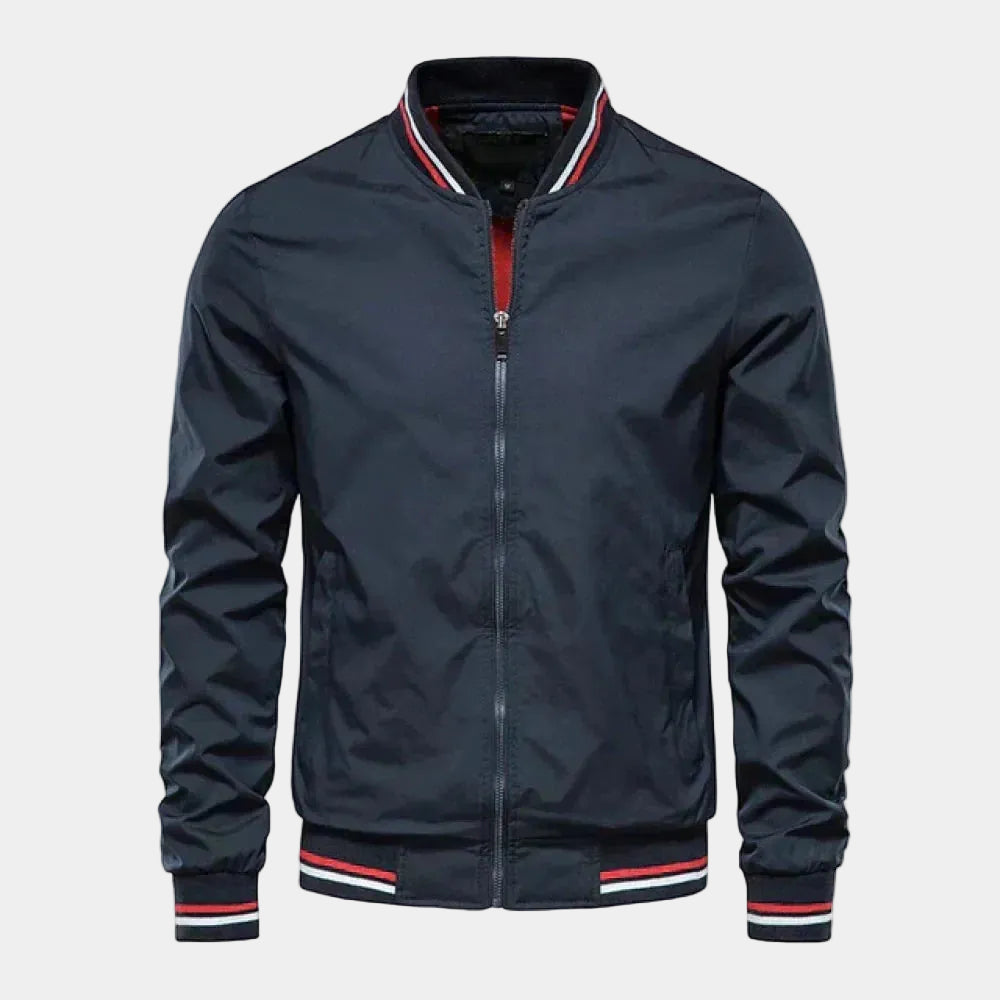 Blouson bomber homme zippé col montant - Bleu foncé