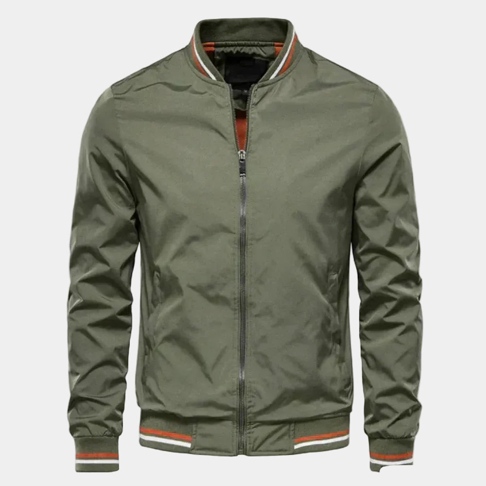 Blouson bomber homme zippé col montant - Vert