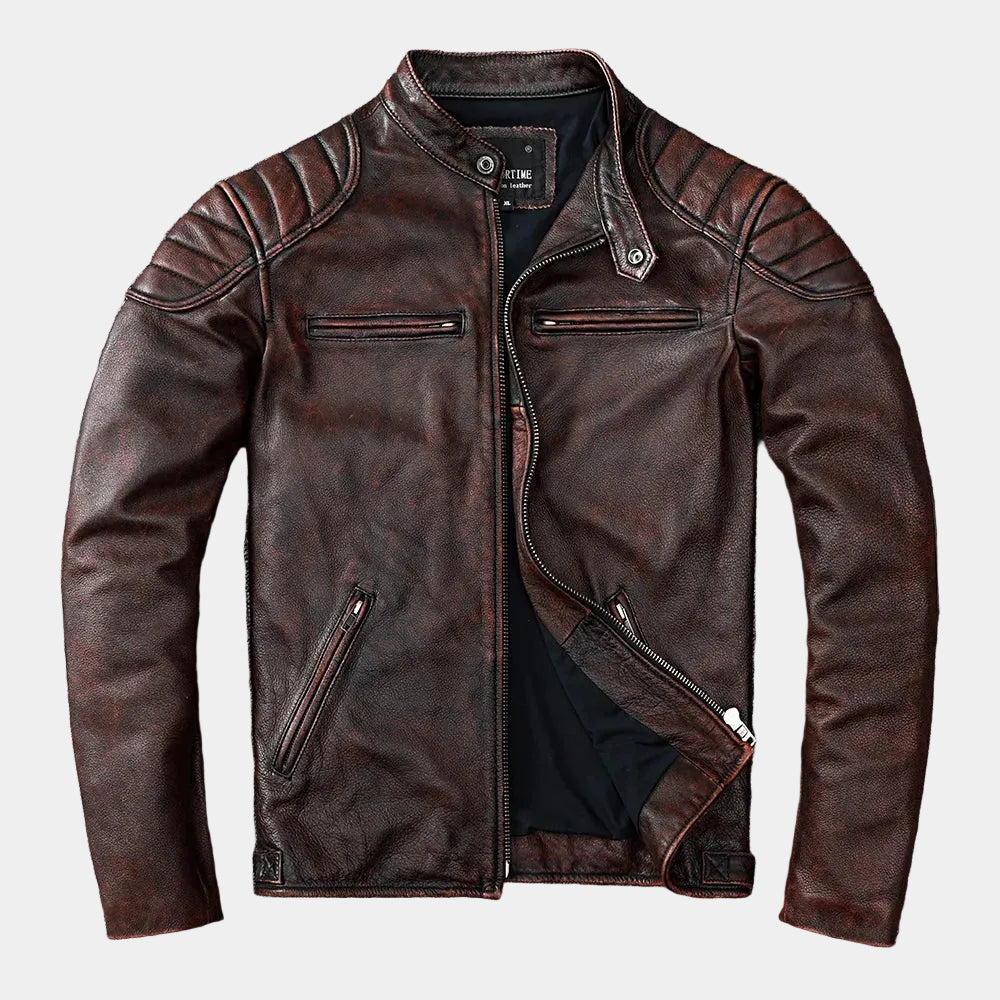 Blouson homme col montant zippé - Marron