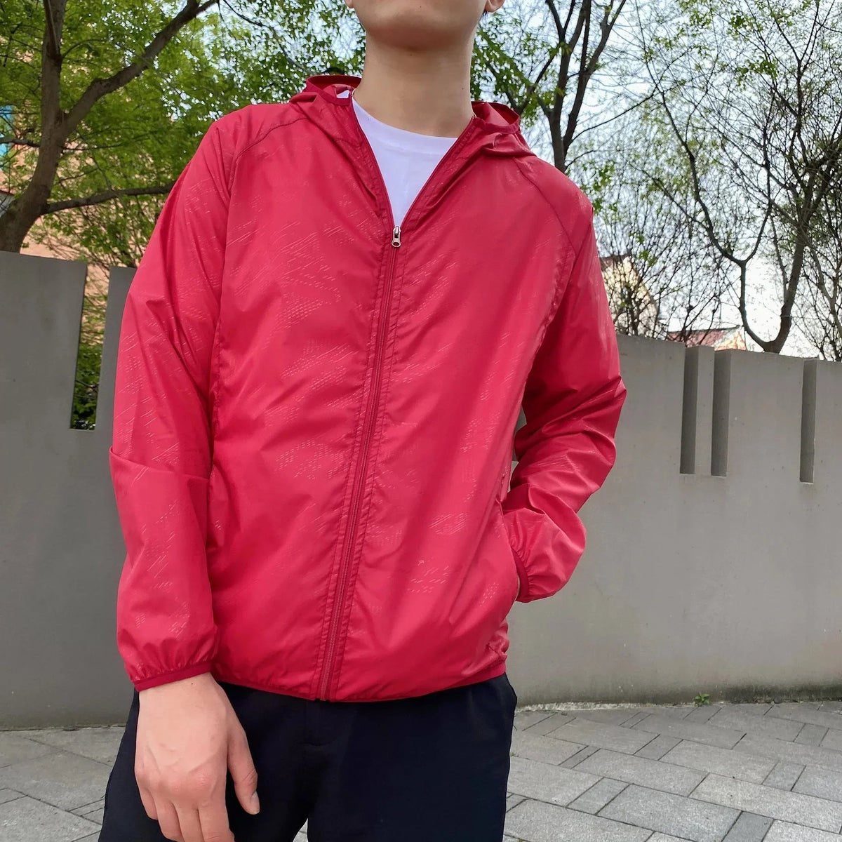Blouson homme zippé à capuche - Rouge