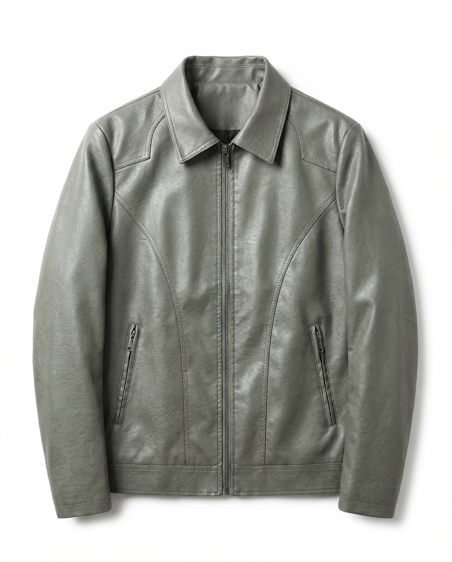 Blouson homme zippé col classique - Vert