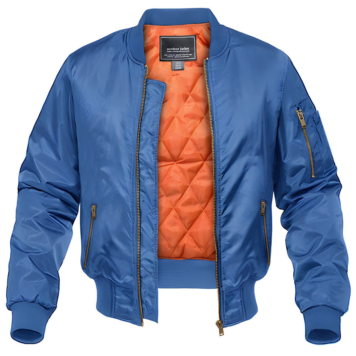Bomber classique pour homme – veste style aviateur avec fermeture éclair - Bleu