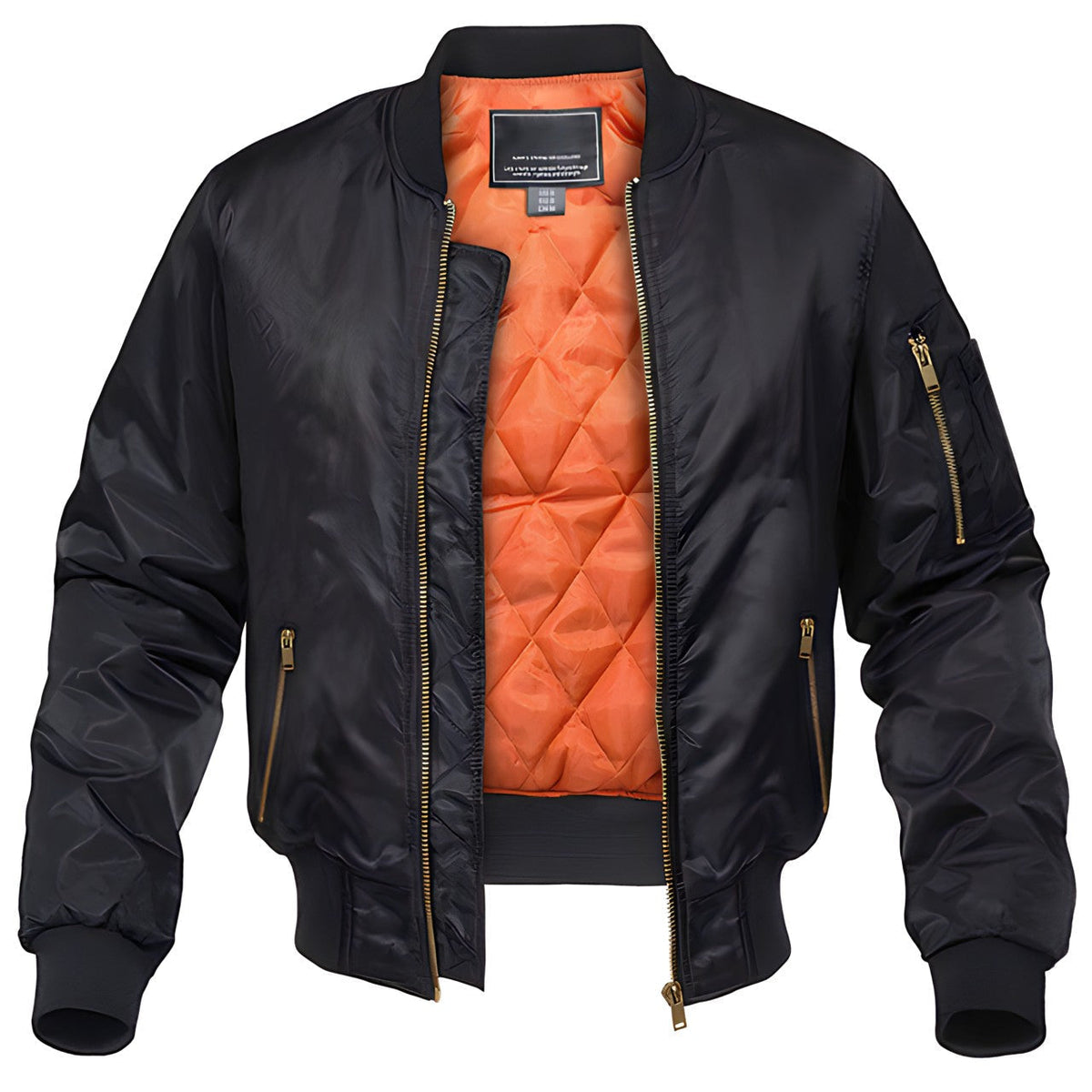 Bomber classique pour homme – veste style aviateur avec fermeture éclair - Noir