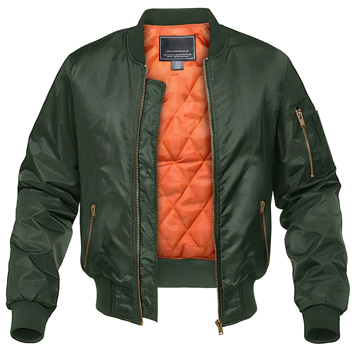 Bomber classique pour homme – veste style aviateur avec fermeture éclair - Vert