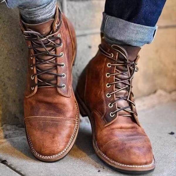 Bottes à lacets homme - Marron clair
