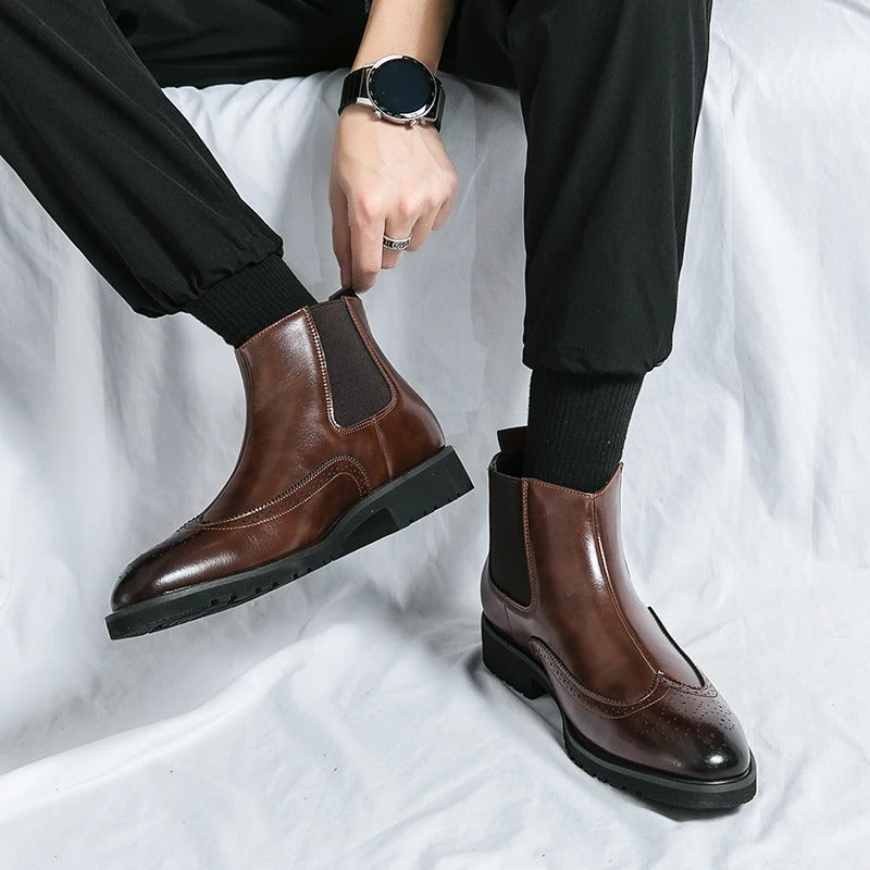 Bottes Chelsea homme perforées - Marron