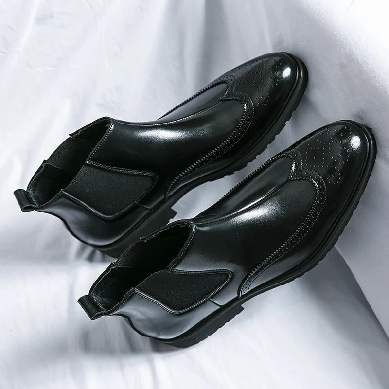 Bottes Chelsea homme perforées - Noir