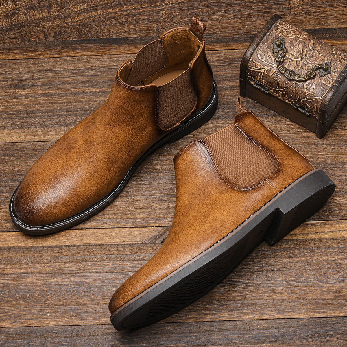 Bottines Chelsea homme à enfiler - Marron clair