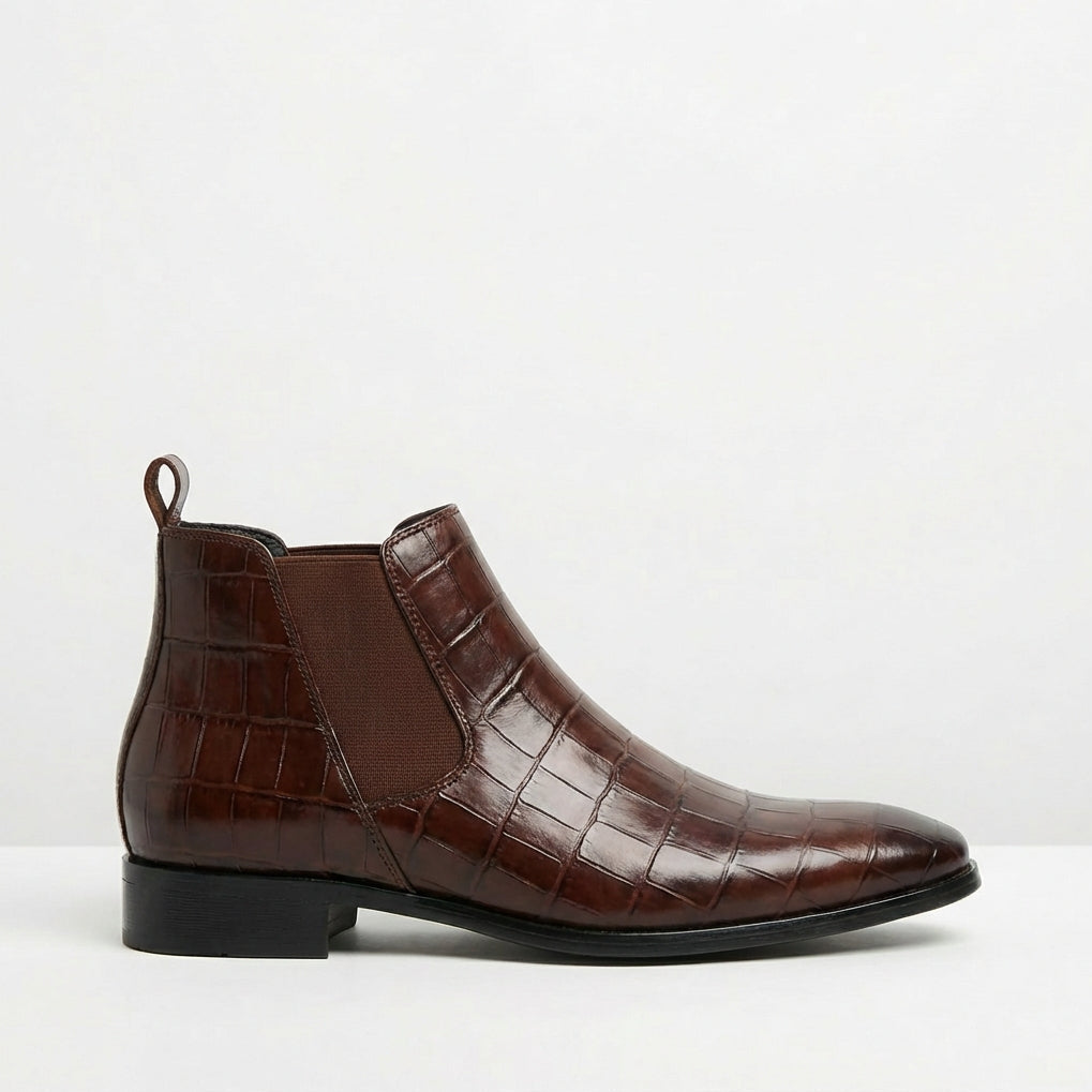 Bottines Chelsea homme texturées - Marron foncé