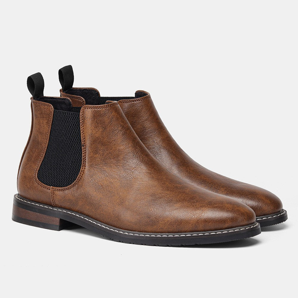 Bottines homme à empiècements élastiques - Marron