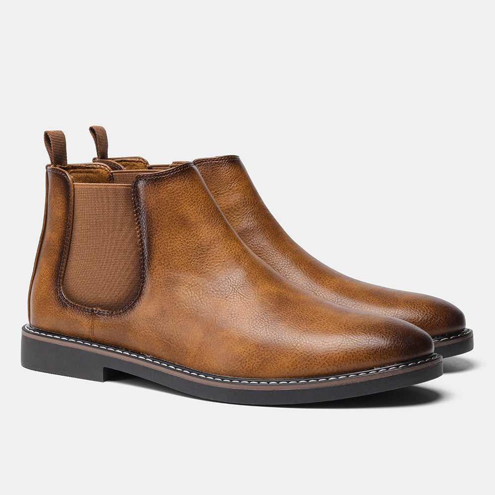 Bottines homme à empiècements élastiques - Marron clair