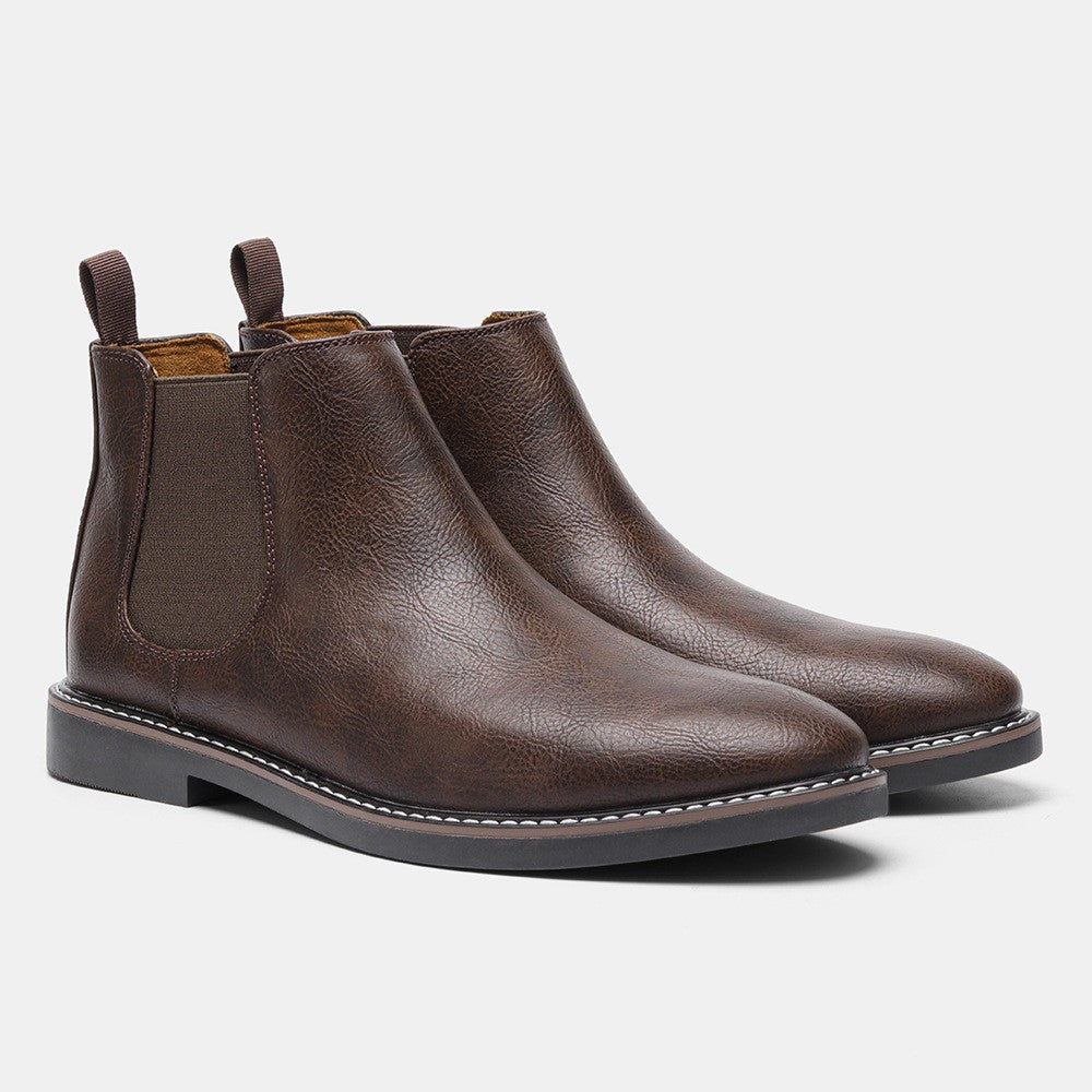 Bottines homme à empiècements élastiques - Marron foncé