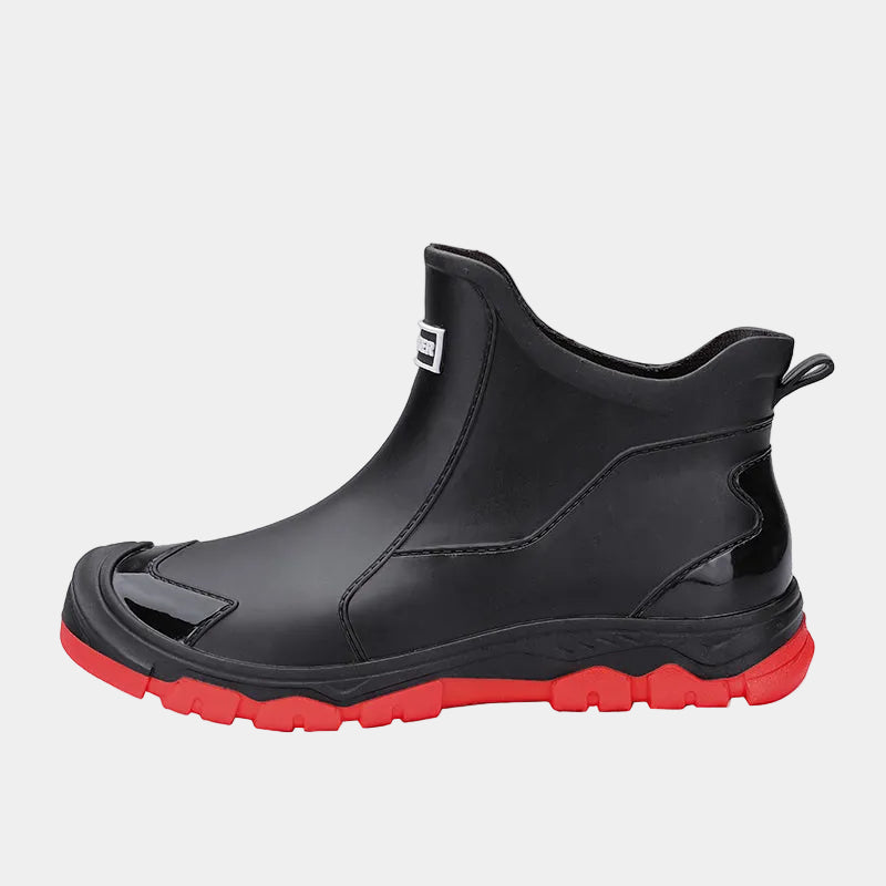 Bottines homme semelle crantée - Noir/Rouge