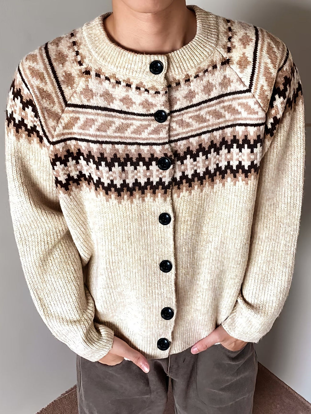 Cardigan Boutonné Côtelé pour Hommes - image 3