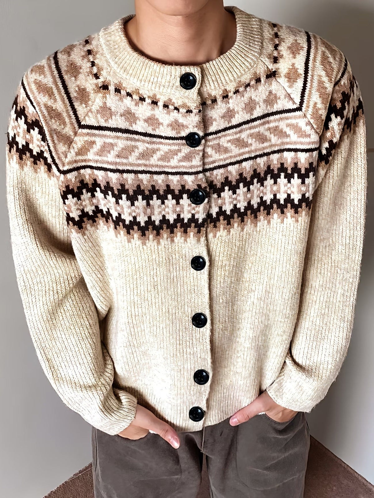 Cardigan Boutonné Côtelé pour Hommes - image 3