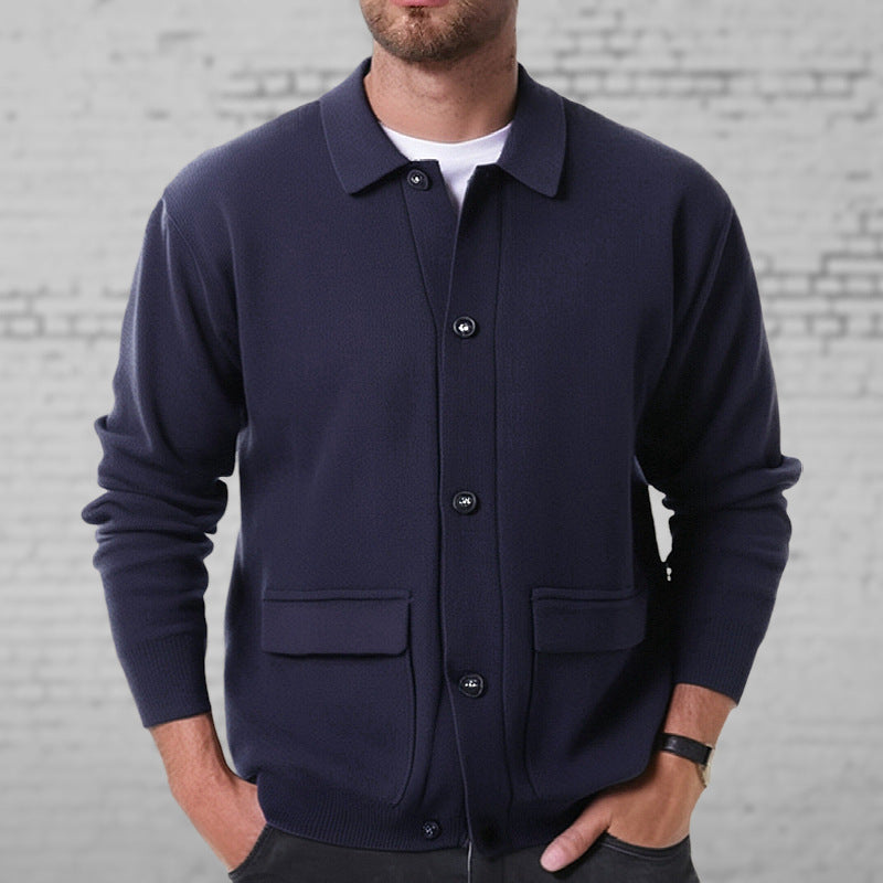 Cardigan Décontracté pour Homme à Boutons – Tricot Confortable et Stylé - Bleu marine