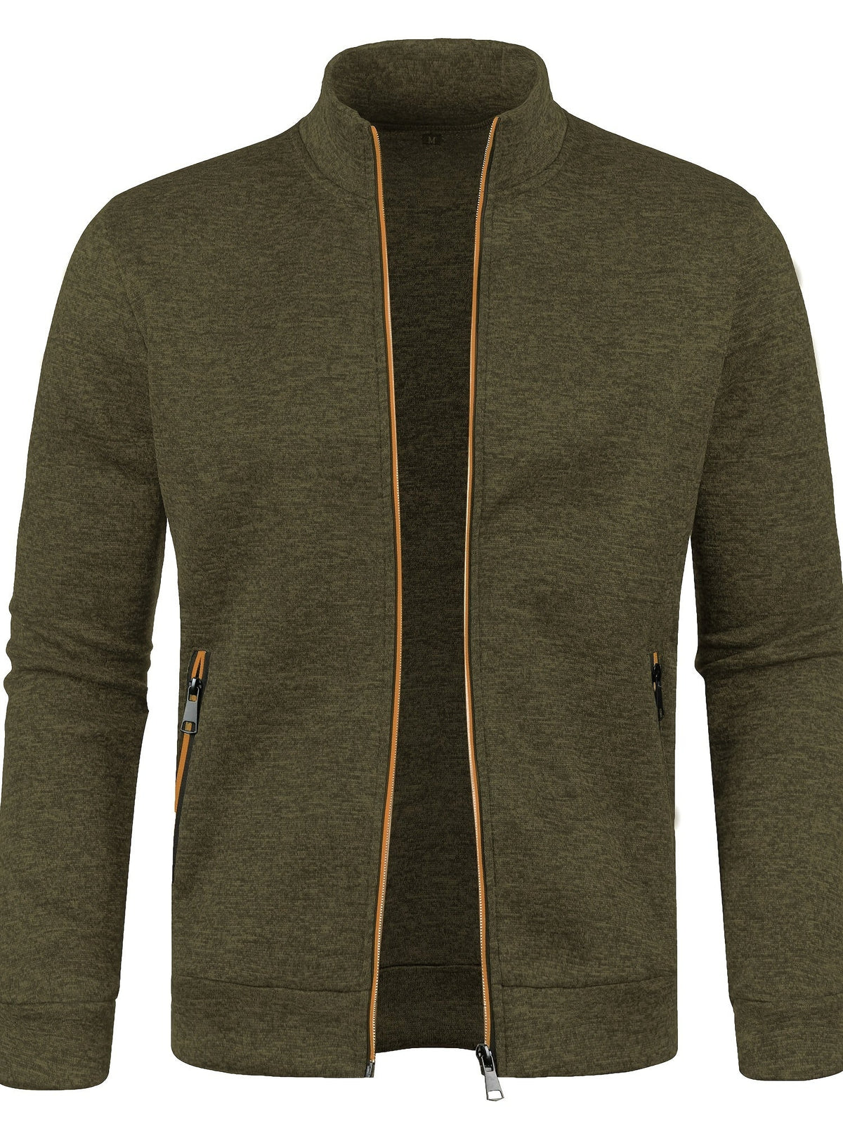 Cardigan en maille zippé - Vert armée