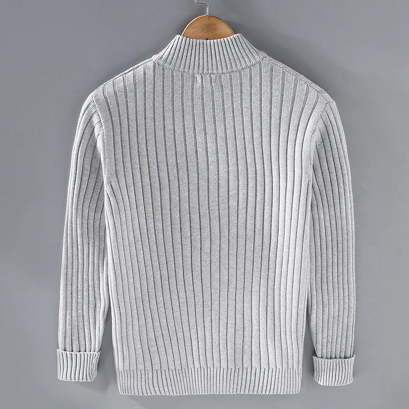 Cardigan Homme à Maille Côtelée Zippé – Pull Classique avec Fermeture Éclair - image 2
