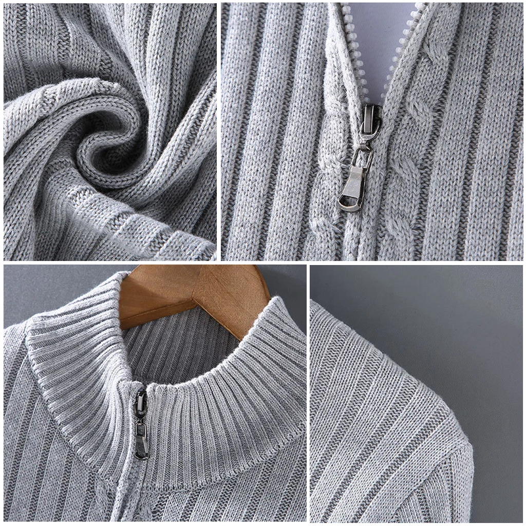 Cardigan Homme à Maille Côtelée Zippé – Pull Classique avec Fermeture Éclair - image 3