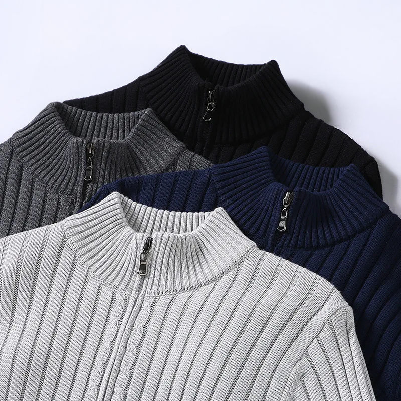 Cardigan Homme à Maille Côtelée Zippé – Pull Classique avec Fermeture Éclair - image 4