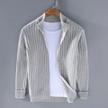 Cardigan Homme à Maille Côtelée Zippé – Pull Classique avec Fermeture Éclair - Gris clair