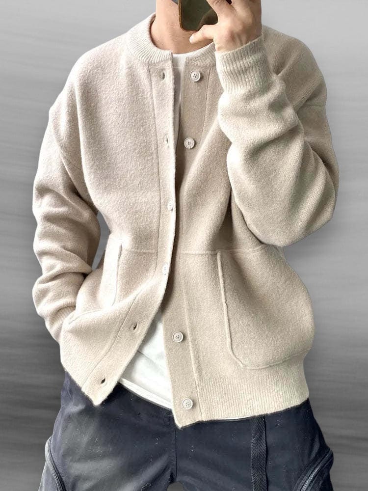 Cardigan Homme en Laine à Boutons et Coupe Ample – Douceur et Confort Quotidien - Beige