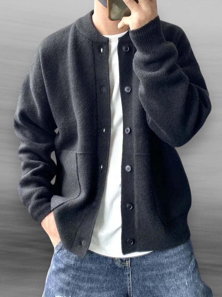 Cardigan Homme en Laine à Boutons et Coupe Ample – Douceur et Confort Quotidien - Noir