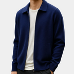 Cardigan homme zippé col chemise - image 1
