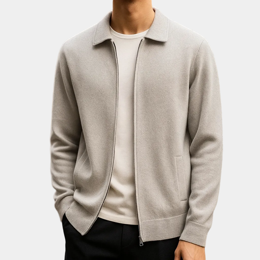 Cardigan homme zippé col chemise - image 6