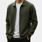 Cardigan homme zippé col chemise - image 7