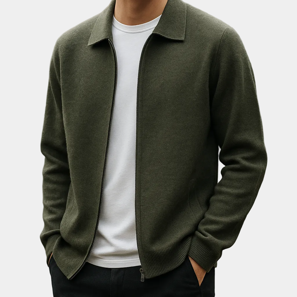 Cardigan homme zippé col chemise - image 7