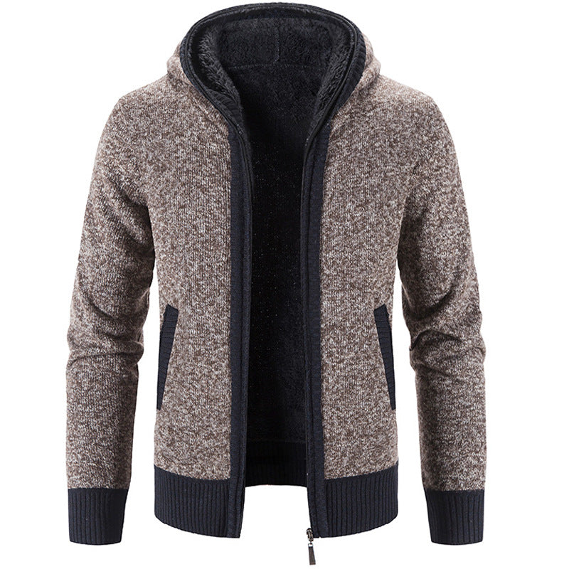 Cardigan zippé confortable et élégant pour homme – Tricot à capuche avec poches - Brun