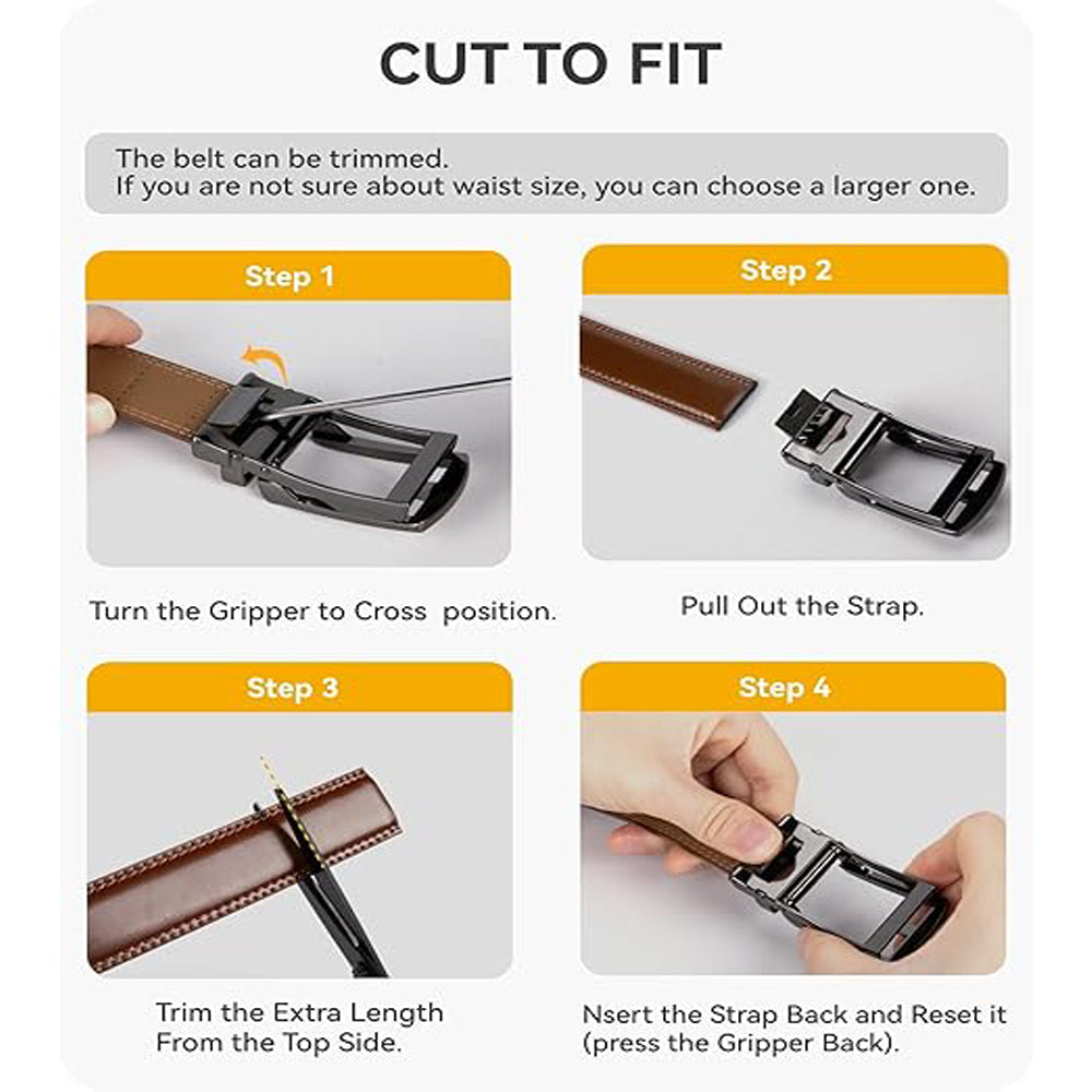 Ceinture en cuir à cliquet pour homme avec fermeture à pression – Style ajustable décontracté et formel - image 13