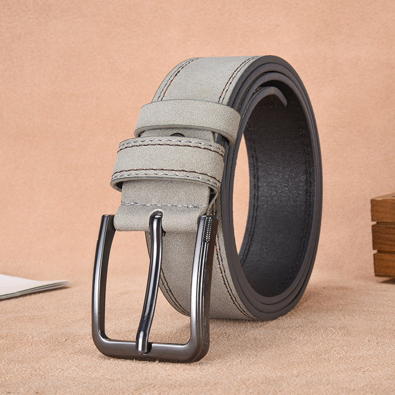 Ceinture en daim pour homme avec boucle ardillon – Style décontracté et professionnel résistant - Blanc laiteux - 120cm