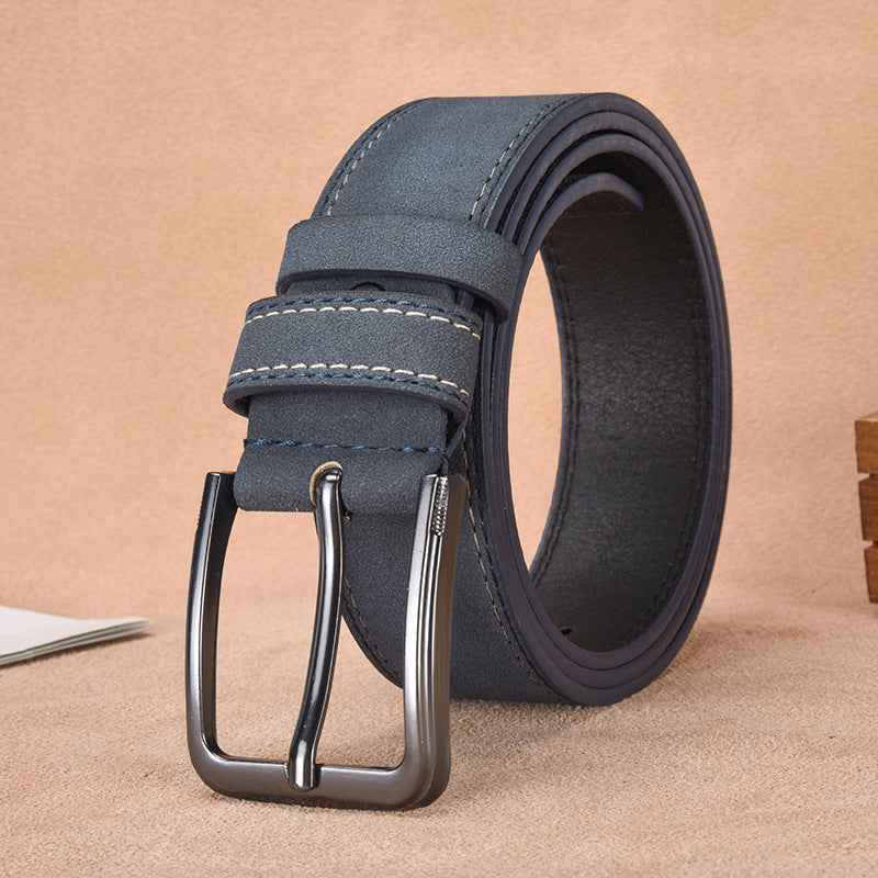 Ceinture en daim pour homme avec boucle ardillon – Style décontracté et professionnel résistant - Bleu marine - 120cm